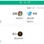 4/26セ順スレ　神=-広=巨=/-中=横ヤ