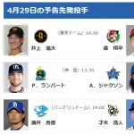 【公示】DeNAは上げ下げ無し　【4/29(火)の予告先発】ランバート(S)×ジャクソン(De)