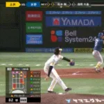 上沢、嶺井のパスボールで同点に追いつかれる