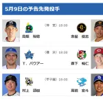 【公示】大貫晋一が登録抹消　【5/9(金)の予告先発】バウアー(De)×森下暢仁(C)