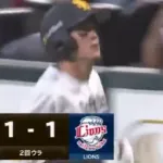 牧原大成の犠牲フライで同点！！
