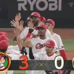 【広島対巨人8回戦】広島が３－０で巨人に連勝！首位・阪神と１．５差！大瀬良が２勝目！栗林が８回を３人締め！９回ハーンがヒヤリ初Ｓ！巨人は３連敗、今季マツダで開幕５戦５敗