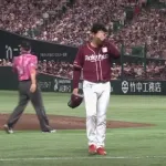 楽天・内が危険球退場　嶺井の頭部に直撃