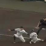 【ナイスプレー】近本→中野の鮮やかな連携プレーで中山の3塁打を阻止!!!!!