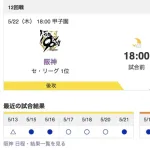 【虎実況】阪神 vs 巨人 12回戦5/22（甲子園）18:00～