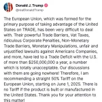 【悲報】EUがトランプとの関税交渉に失敗、6月1日から50%の関税スタート