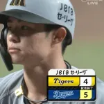 阪神中野、ストライク判定に不服　暫くバッターボックスから動かず