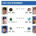 【公示】知野直人が登録抹消　【5/27(火)の予告先発】才木浩人(T)×バウアー(De)