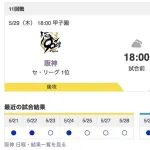 【虎実況】[5月29日]阪神 vs DeNA 11回戦（甲子園）18:00～