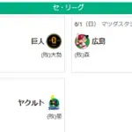 6/1セ順位　神==-De-巨=-広-|-=中=======ヤ