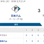【試合結果】ヤクルト1-3日ハム　ランバート6回2失点で敗戦