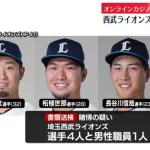 埼玉西武ライオンズの外崎修汰選手ら5人書類送検　オンカジ賭博容疑