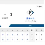 【試合結果】中日 2-3 日本ハム 細川HR 高橋7回3失点