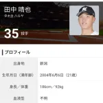 ロッテ田中晴也のプロフィール、血液型不明になってるけど