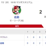 【試合結果】ヤクルト1-2広島　奥川6回2失点　並木3号