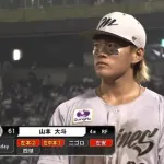 インタビュアー「(ホームラン)どれぐらいのところ目標に定めてますか？」山本大斗「30本でーす！！」
