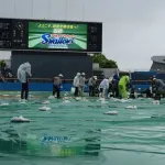 ヤクルトVS巨人戦は雨天中止 30分開始遅らせるもグラウンド状況不良 ヤクルトは今季8度目の中止