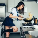 【画像】ワイ「チャーハン作ってるJKの画像生成して」AI「カシコマリマシタ」