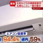 北海道、クーラー設置率59%（全国平均94%）しかないので熱中症でお年寄りが自宅でバタバタ倒れる