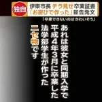 【感動】伊東市長の疑惑の卒業証書、友情の結晶だったと判明