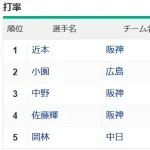 セ・リーグの首位打者の打率 .289 (　Д )゜゜