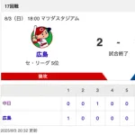 【試合結果】中日 1-2 広島 松葉7回2失点 石伊2号HR