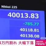 【悲報】日経平均、偽りの米雇用統計に騙されて暴落