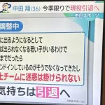 中田翔(36)「自分が試合に出ると若手のチャンスがなくなる」「衰えで迷惑はかけられない」
