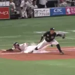 緒方理貢が気合のヘッドスライディングで負傷