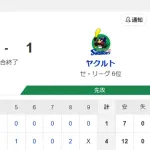 【試合結果】ヤクルト1-4巨人　奥川6回2失点　村上タイムリー