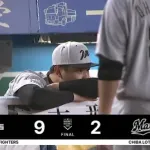 9月4日　ロッテ２－９日本ハム　投手陣が軒並み打たれ大量失点、アセベドのプロ初本塁打が飛び出すも及ばずカード負け越し
