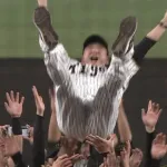 阪神タイガース、NPB最速優勝達成！！！藤川球児監督と中野選手会長が胴上げwwwwwwwww