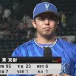 ＤｅＮＡ東克樹　５回１失点でリーグ単独トップ１３勝目！！
