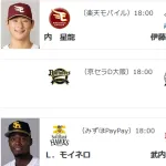 9/17(水)予告先発　モイネロ×武内夏暉