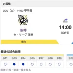 【虎実況】[9月20日] 阪神 vs DeNA（甲子園）24回戦　14:00～