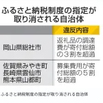 【定期】ふるさと納税でルール違反した4市町を除外