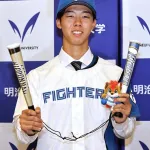 【ドラフト】日本ハム1位指名の明大・大川、1年目からのクローザーに意欲　父は元総合格闘家、母は元バレー日本代表