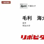 【ドラフト】ロッテ、2位で明治・毛利海大を指名！！！！！！