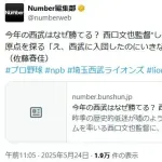 NumberWeb 今年の西武はなぜ勝てる？ 西口文也監督“しなやかな勝負師”の知られざる原点を探る
