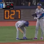 【WS第6戦】大谷翔平、第二打席は2アウトランナー二塁で申告敬遠→続くスミスが先制タイムリーツーベース！！！！！！！！！！！！！！！！！
