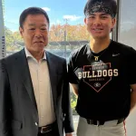 福良GMアメリカに向かい石川ケニーに指名挨拶