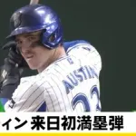 T.オースティン(28) 65試合 .286(238-68) 20本 56打点 出塁率.364 OPS.969 wRC+155 WAR+2.6