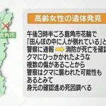 【秋田】田んぼで高齢女性の遺体発見　クマに襲われたか🐻