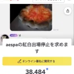 【画像】「aespaの紅白出場停止を求めます」38,484人が賛同し署名ｗｗｗｗｗｗ
