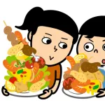 バイキングだからって山盛りによそってるバカ