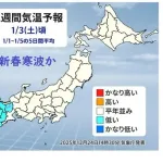 気象庁「年末年始は暖かくなると言ったがあれは嘘だ。寒波が来る。九州北部は10年に一度の寒さになる」