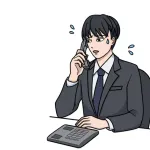 電話ワイ「ﾊｲｯ、ﾊｲｯ、かしこまりました、ﾊｲｯ失礼します…何　も　覚　え　て　い　な　い」ｶﾞﾁｬ