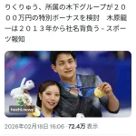 【朗報】りくりゅうコンビ、2000万の特別ボーナスをゲットw