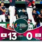 【試合結果】[2026/03/06][WBC･1次ラウンド]　台湾０－１３日本　侍ジャパン、WBC連覇へ圧勝発進！台湾に7回コールド勝利