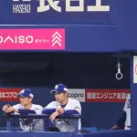 中日ベンチに吊り革が設置される